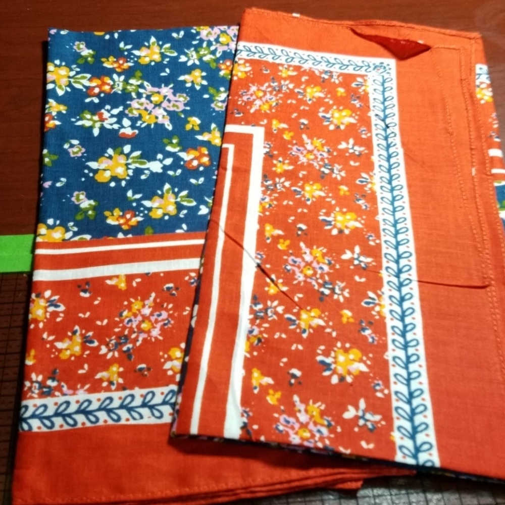 Floral Handkerchief 22" Square Set of 2